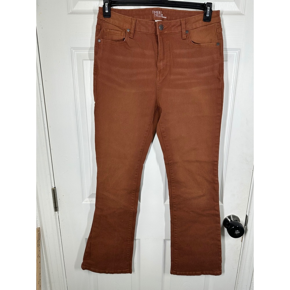 Time and Tru Pants Womens 8 Brown Bootcut Mid Rise Stretch Casual 7221